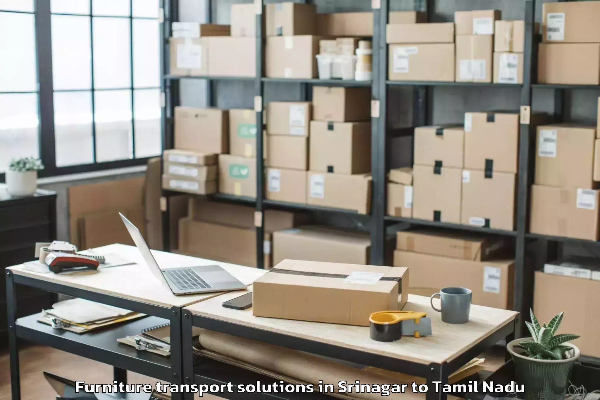 Professional Srinagar to Kumarapalayam Furniture Transport Solutions